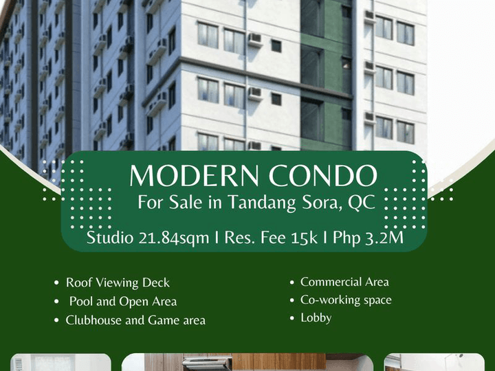 21.84 sqm Studio Condo For Sale in Tandang Sora Quezon City / QC Metro Manila