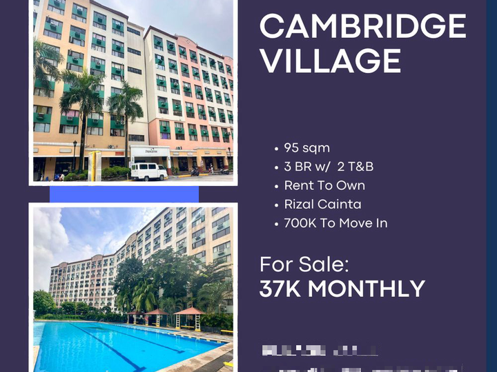 95.00 sqm 3 BR Condo For Sale in Cainta Rizal Rent To Own as low 34K Monthly