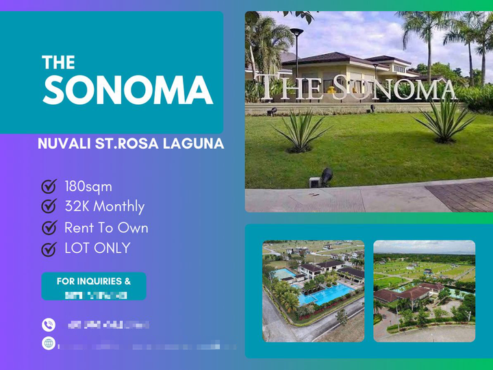 180sqm Lot For sale In Sonoma Rent To Own Near Nuvali