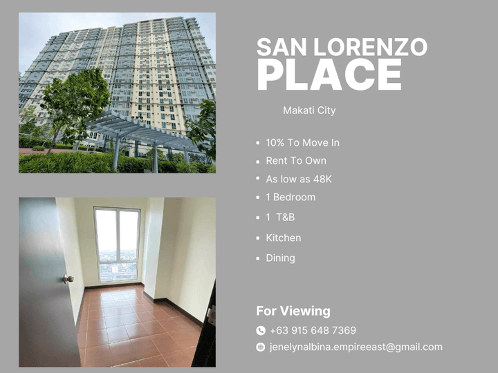 26.00 sqm 1-bedroom Condo For Sale in San lorenzo Place Makati