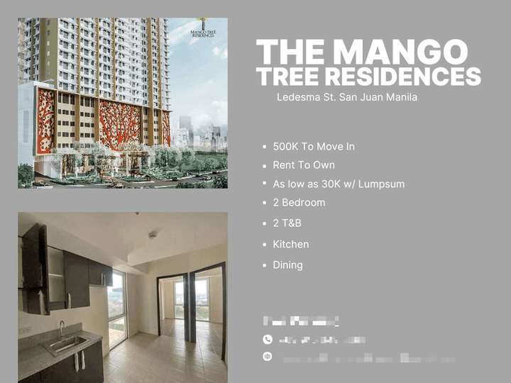 2 Bedroom condo in. Mango Tree Residences Condo in San Juan No Down Payment