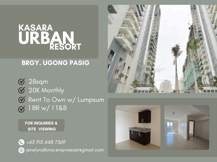 300K To Move In Kasara Urban Resort In Brgy. Ugong Pasig Rent To Own 1 bedroom