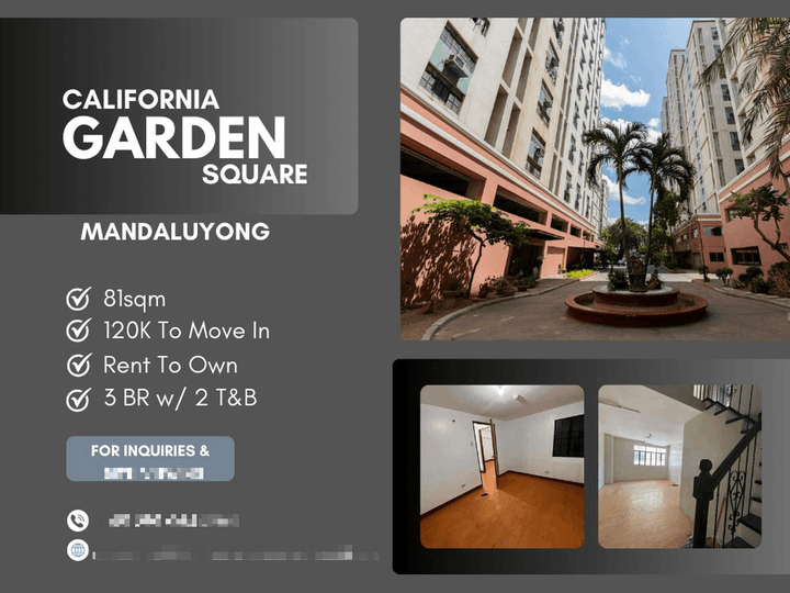 California Garden Square 3 Bedroom Condo 120K To Move in