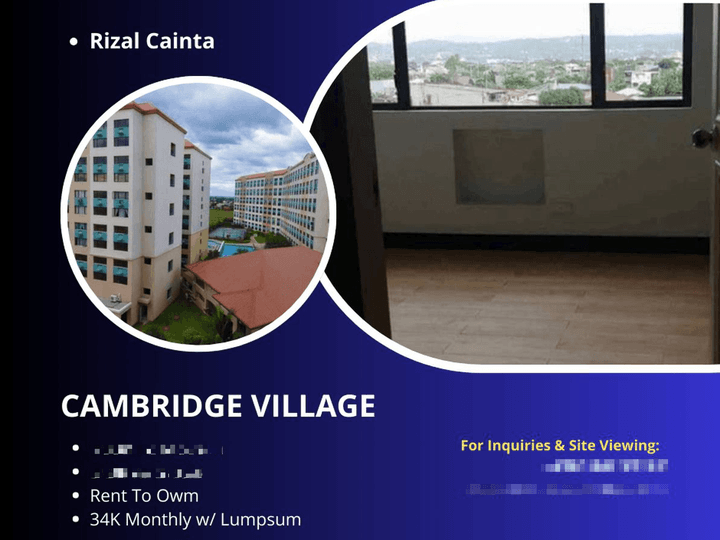 95.00 sqm 3-bedroom Residential Condo For Sale in Cainta Rizal 34K Monthly