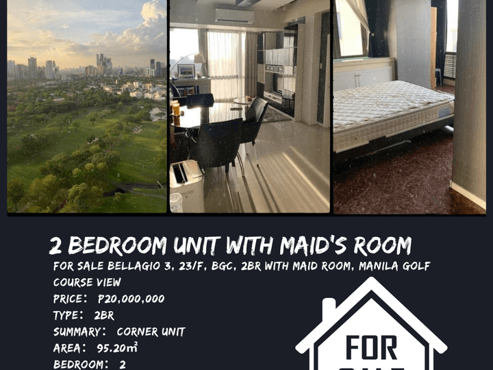 95.20 sqm 2-bedroom with maid's room at Bellagio Three BGC
