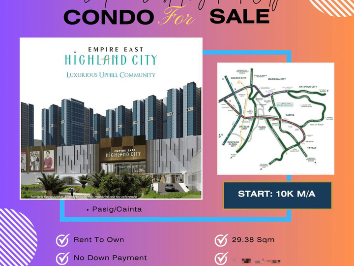 29.38 sqm 1 BCondo For Sale in Ortigas Pasig Rent To Own as low as 10K Monthly