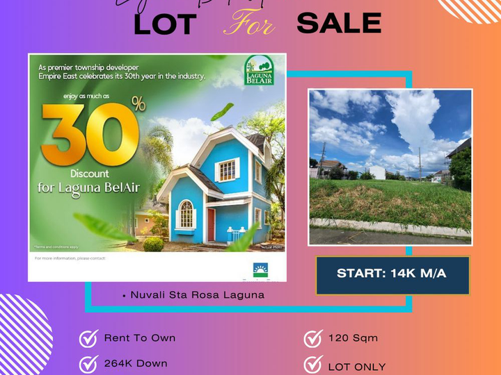 120 sqm Residential Lot For Sale in Nuvali Santa Rosa Laguna Rent To Own as low as 14K Monthly