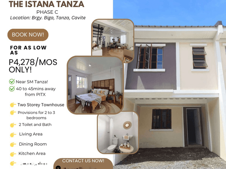 2-bedroom Townhouse For Sale thru Pag-IBIG FINANCING in Tanza Cavite