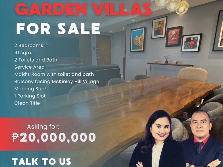 91.00 sqm 2-bedroom Condo For Sale in McKinley Garden Villas Fort Bonifacio / The Fort /BGC