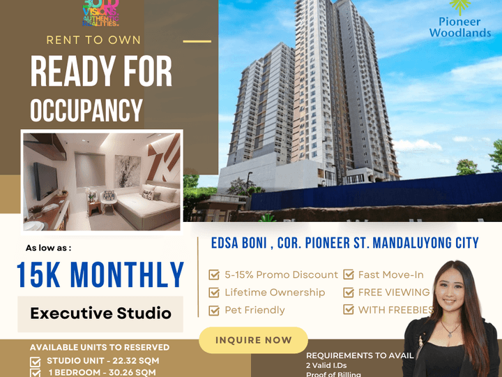 RFO Condo Studio Ortigas RUSH MOVE IN No DP RENT To OWN Mandaluyong