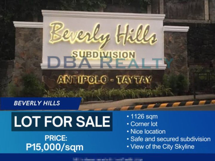 1,126 sqm Residential Lot For Sale in Beverly Hills Subd. Antipolo