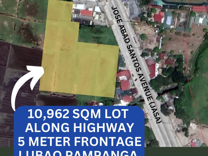 1 Hectare Lot With 5 Mtr Frontage Along Hiway Sto Tomas Lubao Pampanga