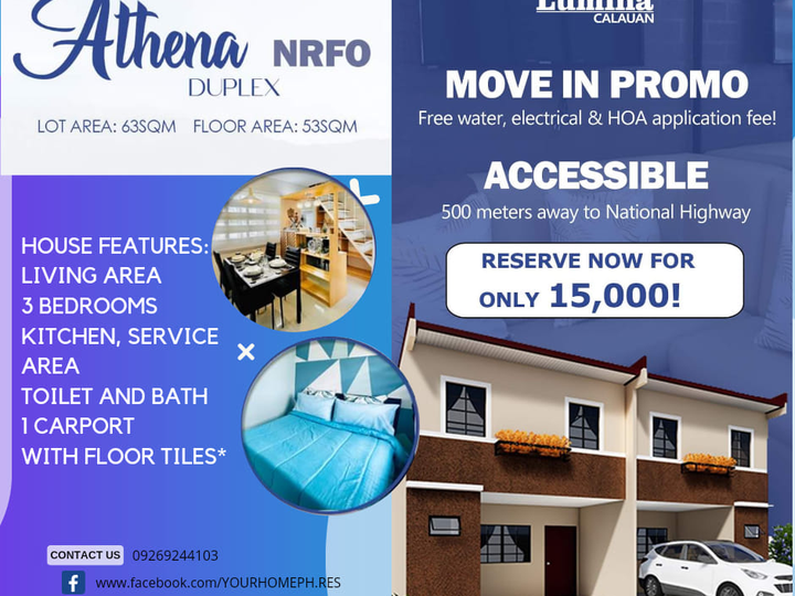 Affordable Athena Duplex  in Calauan Laguna