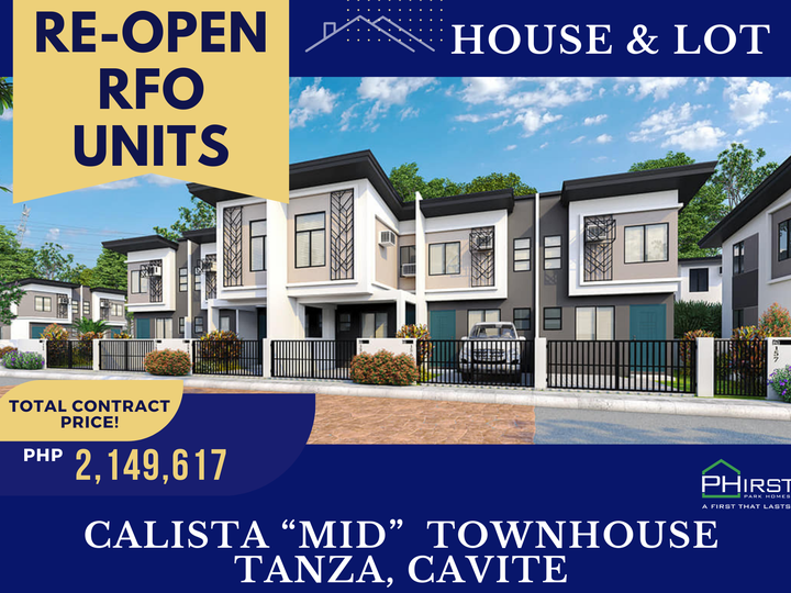 RFO 2-BEDROOM TOWNHOUSE  "CALISTA MID"  FOR SALE IN PHIRST PARK HOMES TANZA