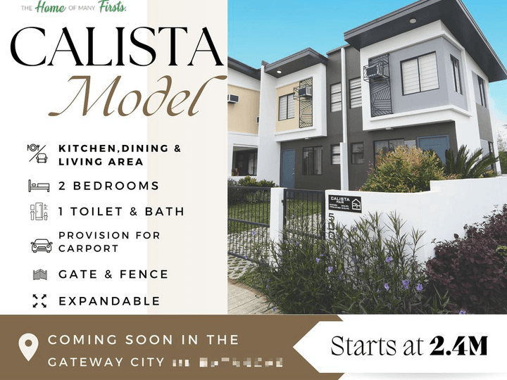 Discounted 2-bedroom Townhouse Calista Inner & End in Phirst Park Homes Santo Tomas Batangas