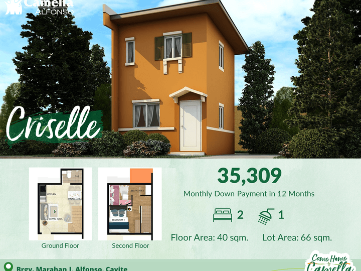 2BR House and Lot For Sale in Alfonso Cavite- Criselle Camella Alfonso