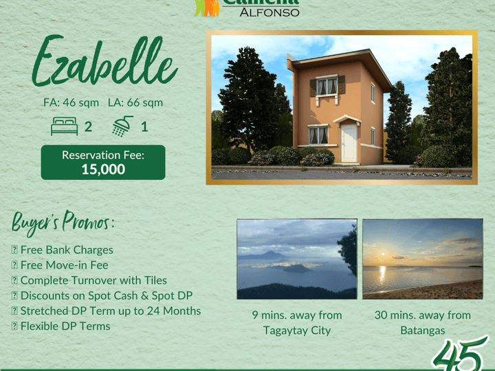 2BR House and Lot For Sale near Tagaytay City (Camella Alfonso)
