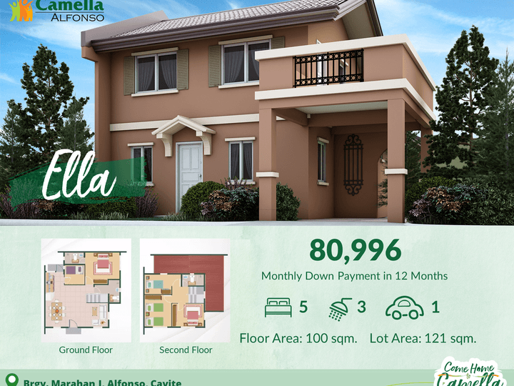 5BR House and Lot For Sale in Alfonso Cavite- Ella Camella Alfonso