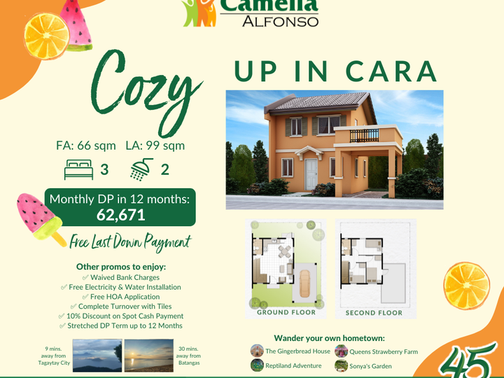 3BR House with Carport For Sale near Tagaytay City (Camella Alfonso)