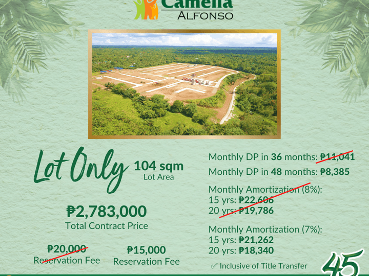 104sqm Residential Lot For Sale near Tagaytay City (Camella Alfonso)
