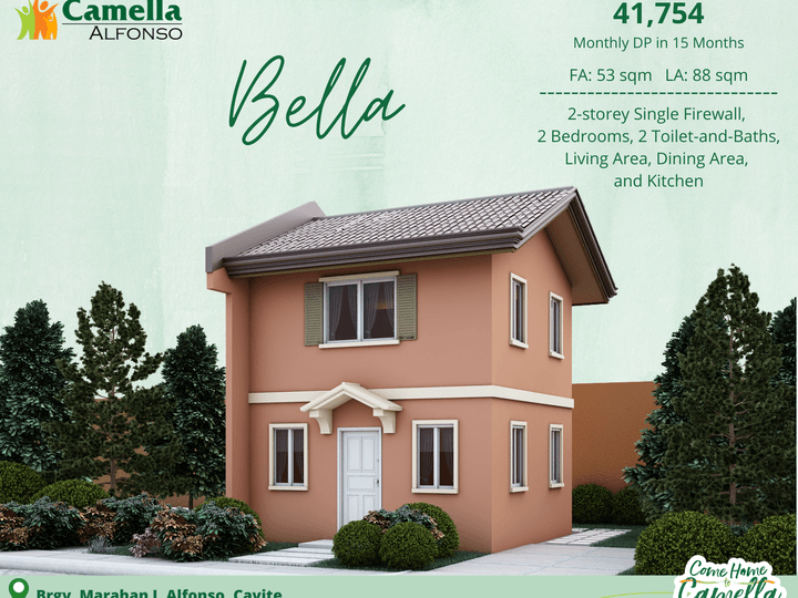 2BR House and Lot in Cavite (Bella in Camella Alfonso)