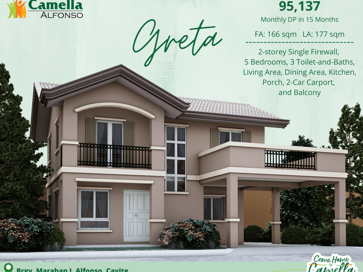 5BR House and Lot in Cavite (Greta in Camella Alfonso)