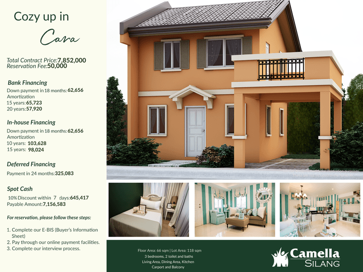Cara Model 3 Bedrooms House and Lot in Camella Alta Silang