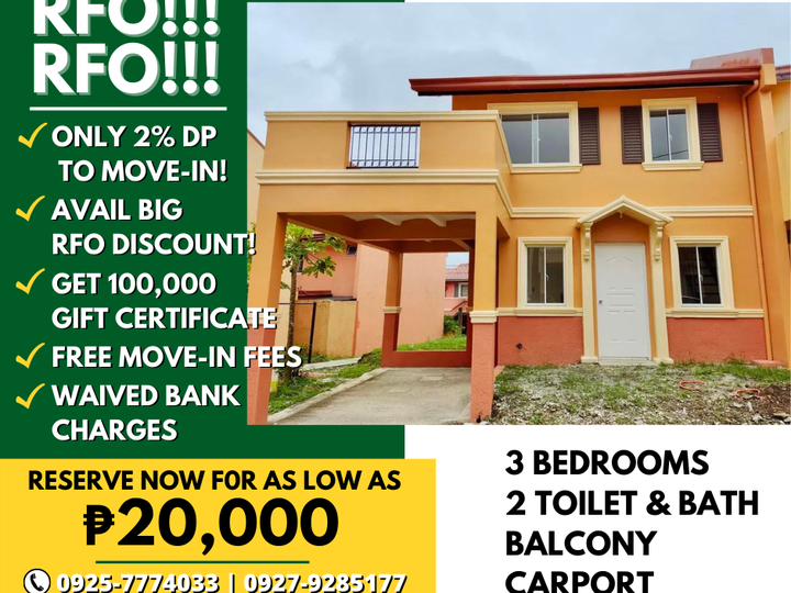 RFO 3-BEDROOM SINGLE ATTACHED IN SILANG - PAY ONLY 2% DP TO MOVE-IN