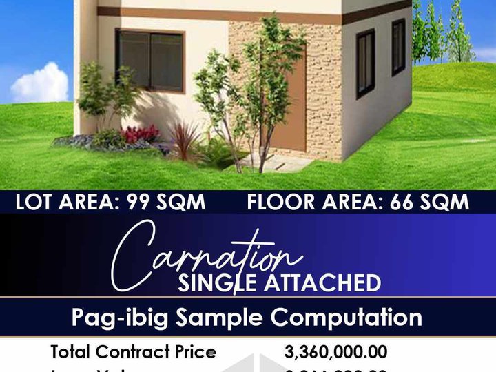 Carnation Single Attached House For Sale in General Trias Cavite