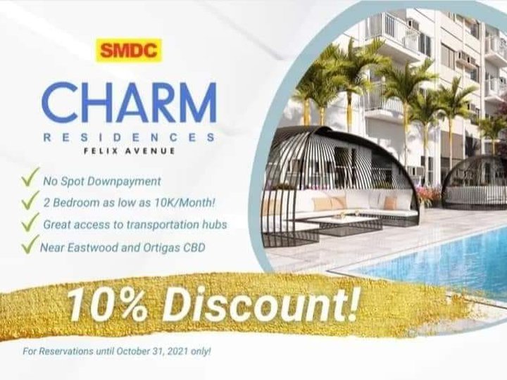 10% OFF for 2-Berdroom Unit Now at SMDC CHARM RESIDENCES CAINTA RIZAL