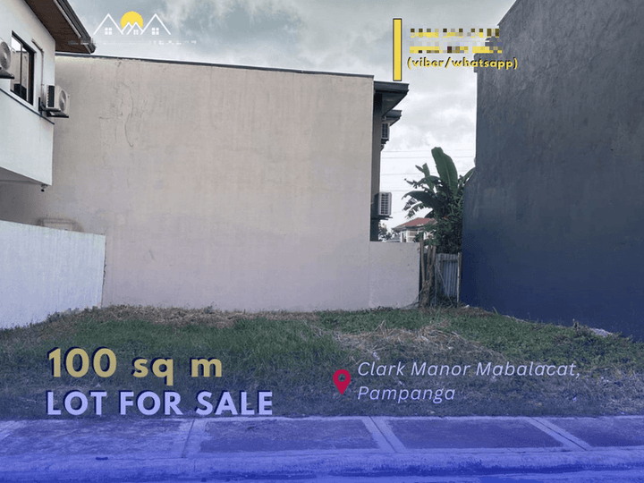 100 SQM LOT FOR SALE IN PRIME CLARK MANOR MABALACAT PAMPANGA