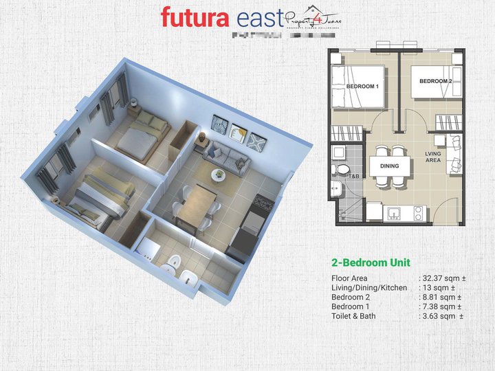 Preselling 2BR Condo for Sale in Cainta Rizal - Futura East by Filinvest