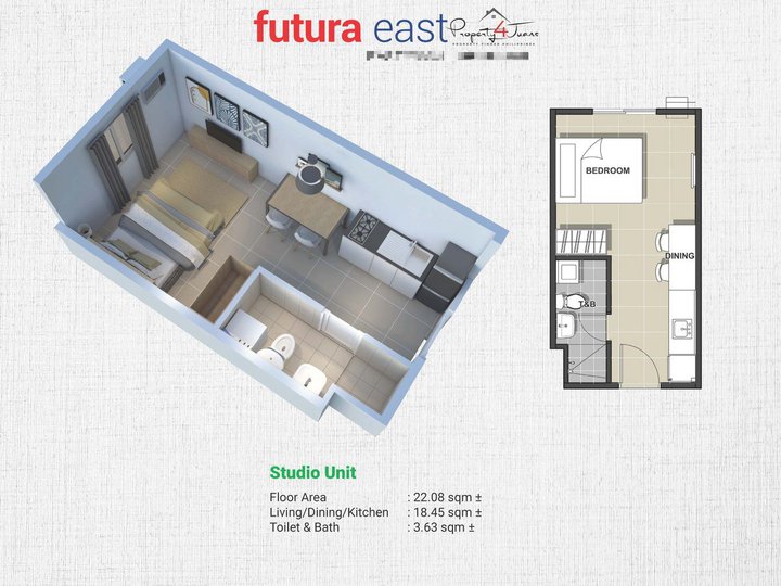 Preselling Studio Residential Condo For Sale in Cainta Rizal - Futura East by Filinvest