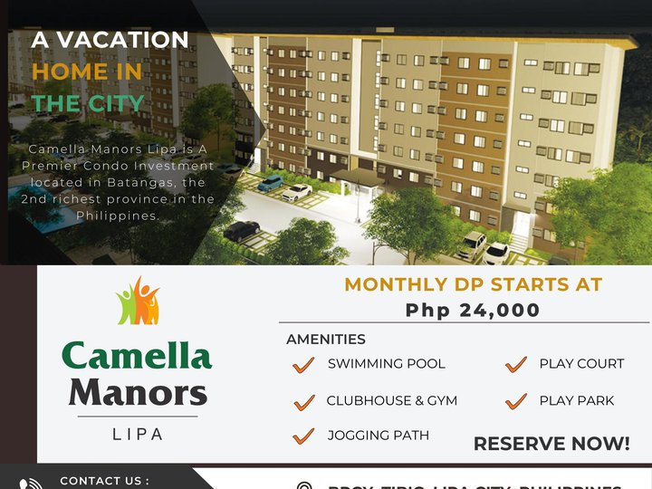 Reserve Now! 1 Bedroom Unit in Camella Manors Lipa