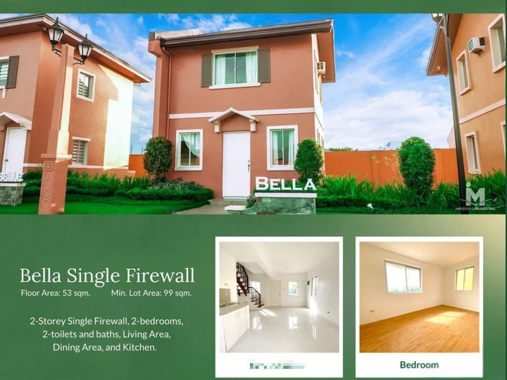 Exclusive:Two-storey, 2BR, 2Bath,Single Firewall (Camella House Model)