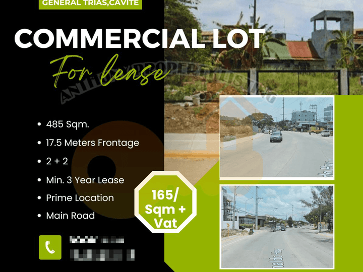 485 sqm Commercial Lot For Rent