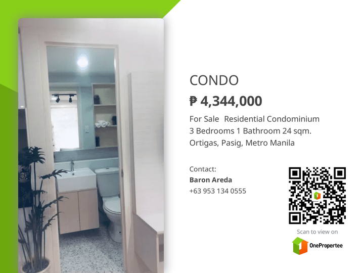 30.60 sqm 3-bedroom Condo For Sale in Ortigas Pasig Metro Manila