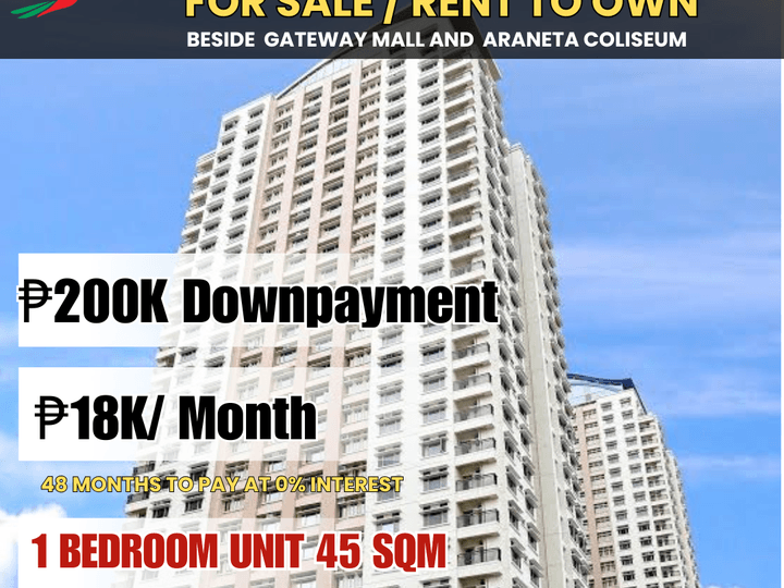 1 BR. 45 sqm. Manhattan Parkview | For sale/Rent to Own Condo beside Gateway Mall Cubao