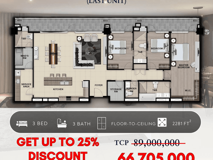 212 sqm 3-bedroom Condo For Sale in BGC / Bonifacio Global City / The Fort / Fort Bonifacio Taguig