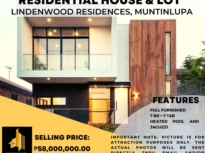 Fully Furnished 7-BR House & Lot For Sale in Lindenwood Residences