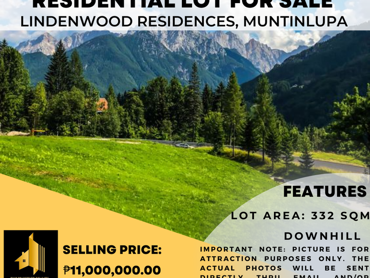 Residential Lot for Sale w/ 332 sqm in Lindenwood Residences,
