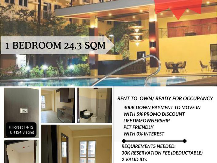 Ready For Occupancy 24.30 sqm 1-bedroom Residential Condo For Sale