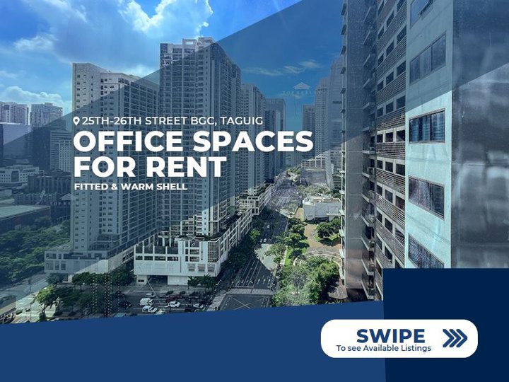 BGC, Taguig Office Spaces for Rent! along 26th & 25th Street 1,200k/SQM