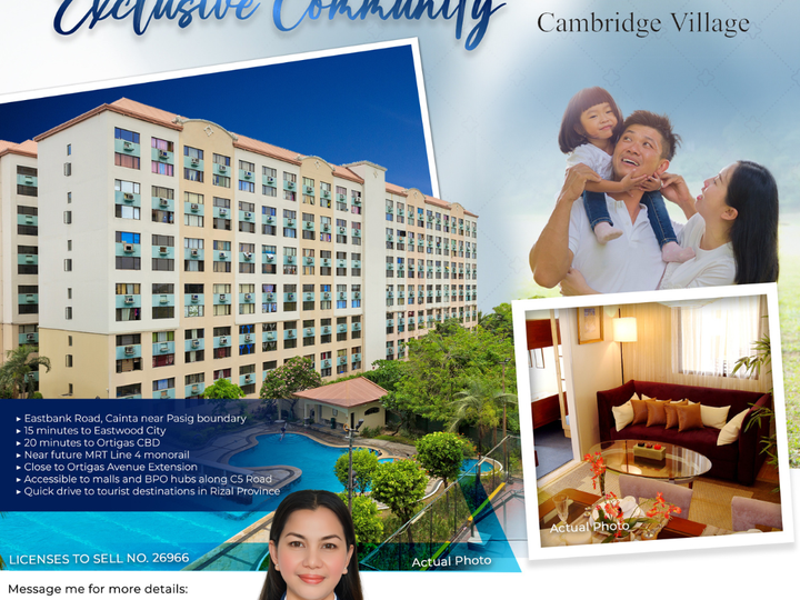 Ready For Occupancy Cambridge Village1-bedroom 40sqm Residential Condo For Sale in Cainta Rizal