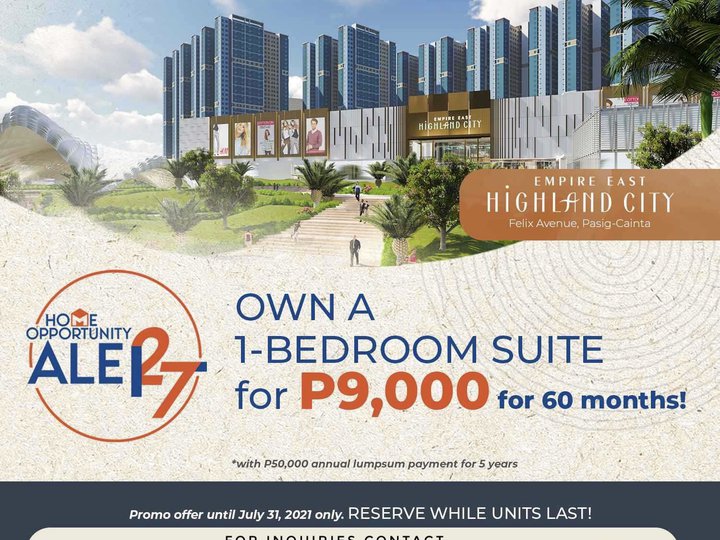 No Downpayment condo in Pasig-Cainta 1Bedroom 9K monthly ONLY for 5yrs