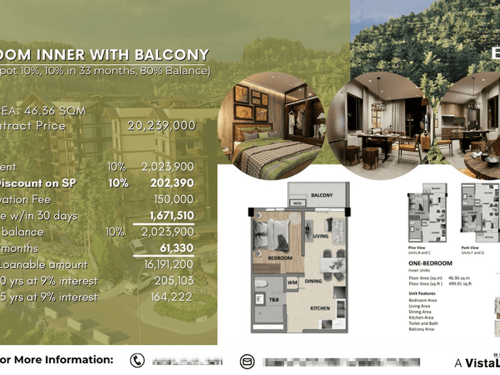 Pre-selling 46.36 sqm 1-bedroom Condo For Sale in Baguio Benguet