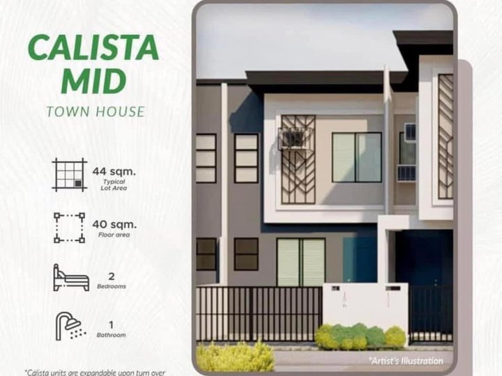 2-Bedroom Calista Mid Townhouse For Sale in Balanga Bataan