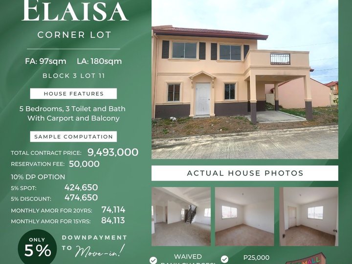 5 Bedrom Ready for Occupancy House & Lot in Camella Tanza (Corner Lot)