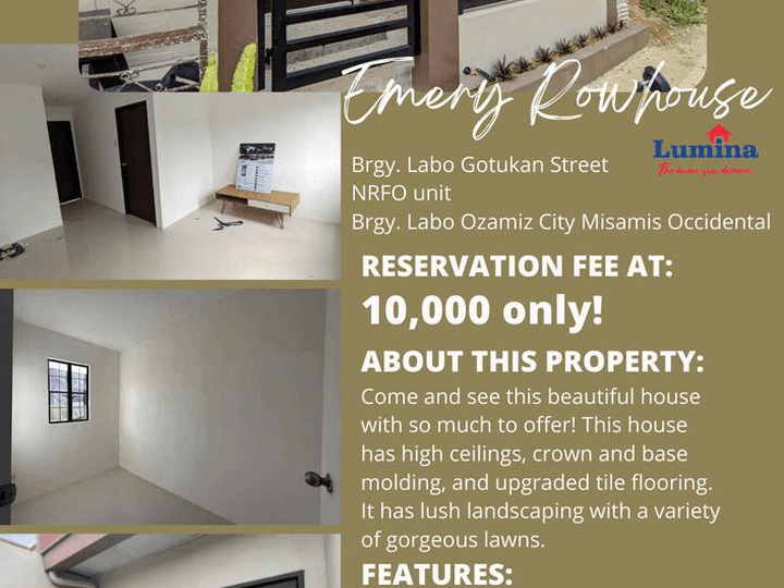 Reserve yours now! 1-bedroom Rowhouse For Sale in Ozamiz City