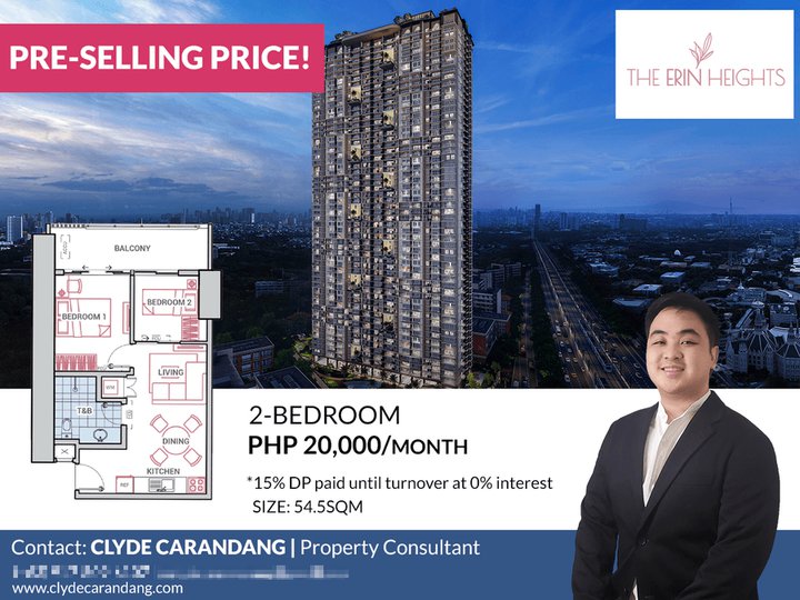 2BR 54.5 SQM |  The Erin Heights Preselling in QC near UP Diliman